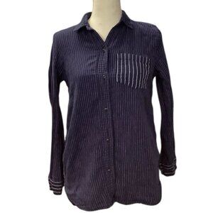 Madewell J Crew Shirt Blue Stripe Long Sleeve Button Up Womens XS